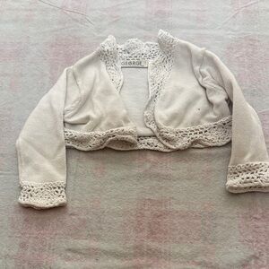 George Cream Kids Jacket with Crochet Trim